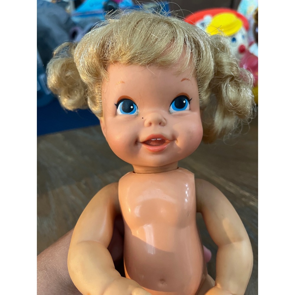 Vintage‎ 1968 Mattel Baby Beans Doll Blonde Pigtails Blue Eyes Collectible